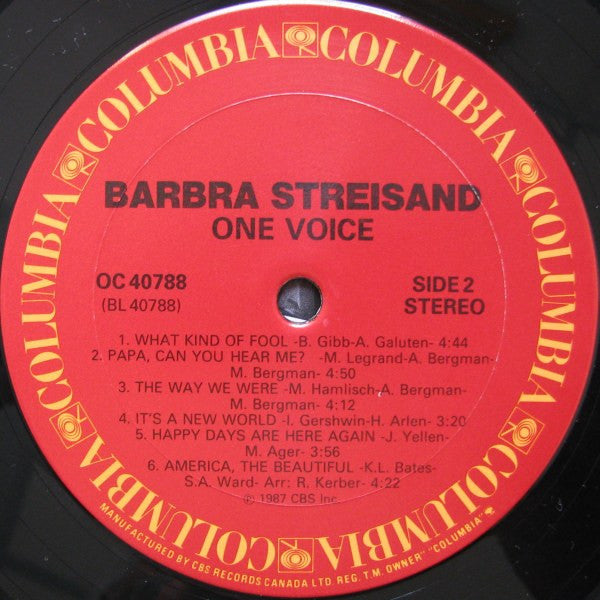 Barbra Streisand : One Voice (LP, Album)