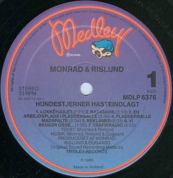 Monrad & Rislund : Hundestjerner Hasteindlagt (LP, Album)