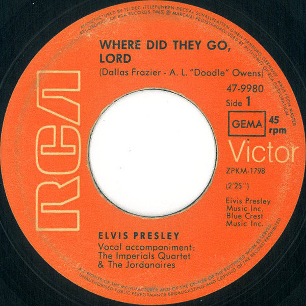 Elvis* : Where Did They Go, Lord (7", Single)