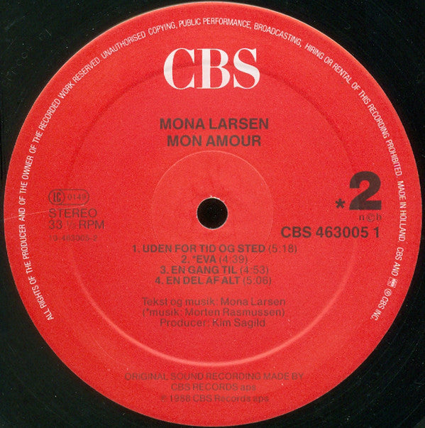 Mona Larsen : Mon Amour (LP, Album)