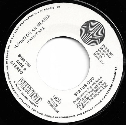 Status Quo : Living On An Island (7", Single)