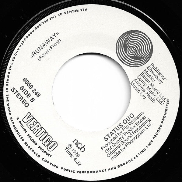 Status Quo : Living On An Island (7", Single)