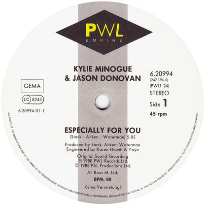 Kylie Minogue And Jason Donovan : Especially For You (12", Maxi)