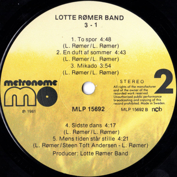 Lotte Rømer Band : 3-1 (LP, Album)