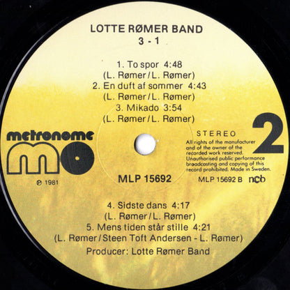 Lotte Rømer Band : 3-1 (LP, Album)