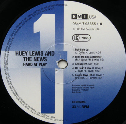 Huey Lewis & The News : Hard At Play (LP, Album)