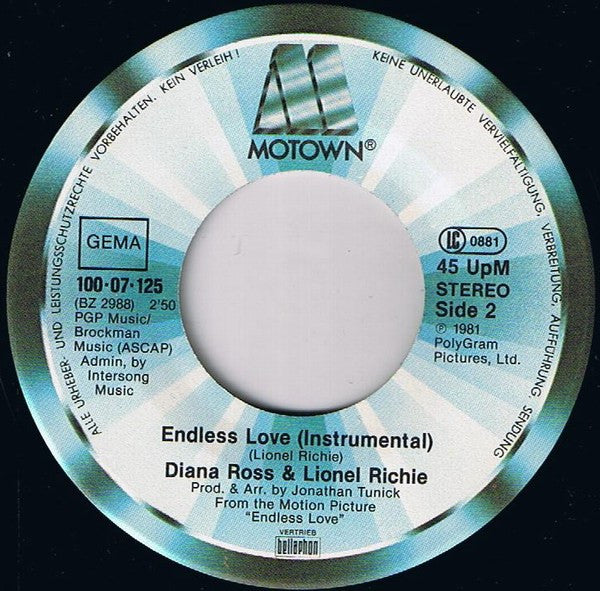 Diana Ross & Lionel Richie : Endless Love (7", Single)