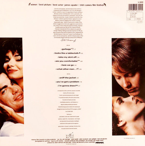 Cliff Martinez : Sex, Lies, And Videotape (Original Motion Picture Soundtrack By Cliff Martinez) (LP, Album)