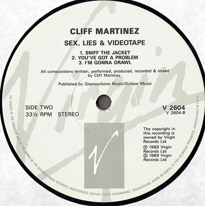 Cliff Martinez : Sex, Lies, And Videotape (Original Motion Picture Soundtrack By Cliff Martinez) (LP, Album)