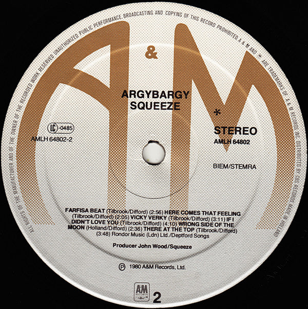Squeeze (2) : Argybargy (LP, Album)