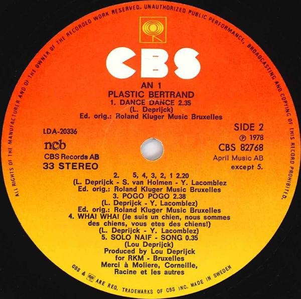 Plastic Bertrand : An 1 (LP, Album, Gat)