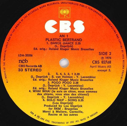 Plastic Bertrand : An 1 (LP, Album, Gat)