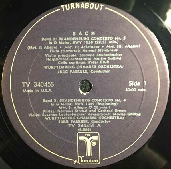 Johann Sebastian Bach : Brandenburg Concerti № 4, In G / № 5, In D / № 6, In B-Flat (LP, Album)