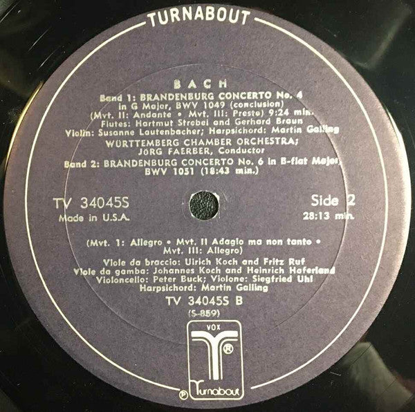 Johann Sebastian Bach : Brandenburg Concerti № 4, In G / № 5, In D / № 6, In B-Flat (LP, Album)