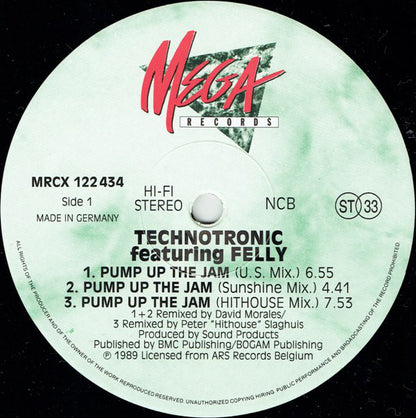 Technotronic Featuring Felly : Pump Up The Jam - The Remixes (12")