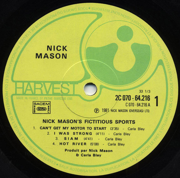 Nick Mason : Nick Mason's Fictitious Sports (LP, Album)