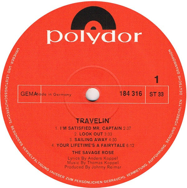 The Savage Rose* : Travelin' (LP, Album, Gat)