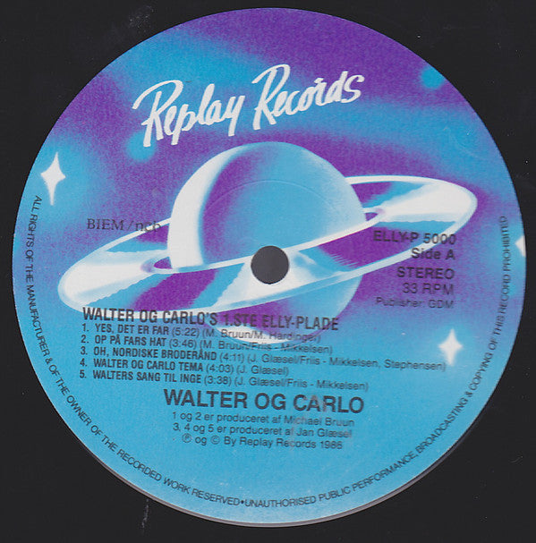 Walter Og Carlo : Walter Og Carlo's 1'ste Elly Plade (LP)