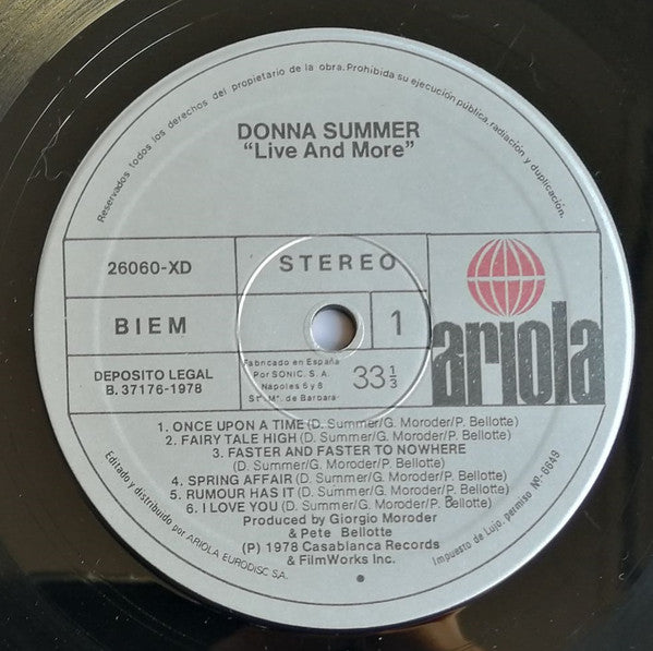 Donna Summer : Live And More (2xLP, Album, Gat)