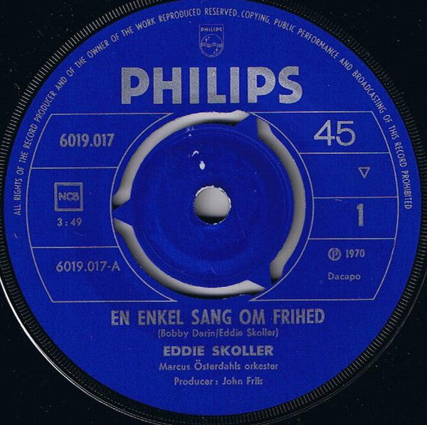 Eddie Skoller : En Enkel Sang Om Frihed (7", Single, Mono)
