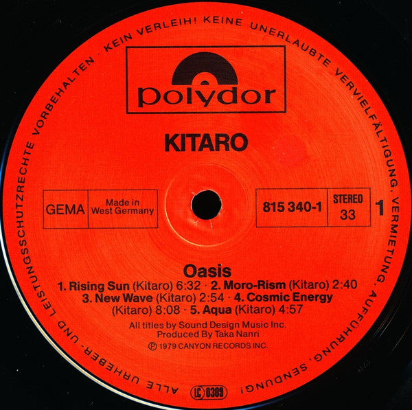 Kitaro : Oasis (LP, Album, RE)