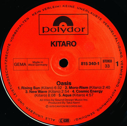 Kitaro : Oasis (LP, Album, RE)