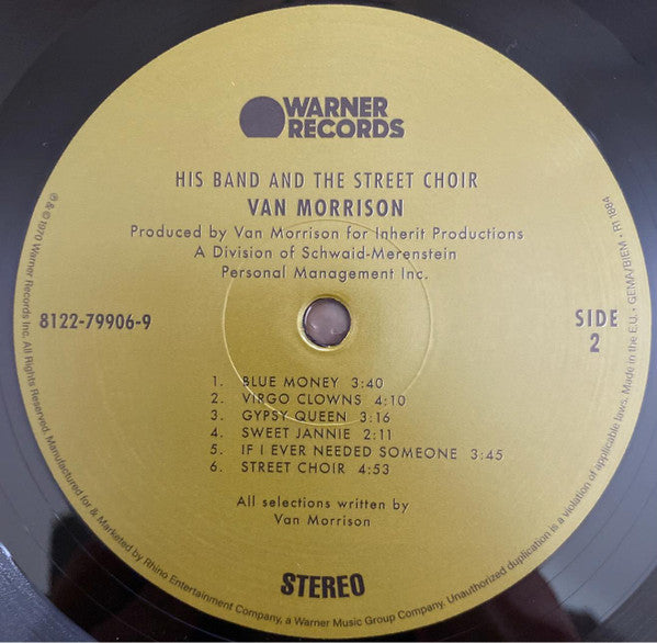 Van Morrison : His Band And The Street Choir (LP, Album, RE, RP, 180)