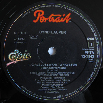 Cyndi Lauper : Girls Just Want To Have Fun (Extended Version) (12", Maxi)
