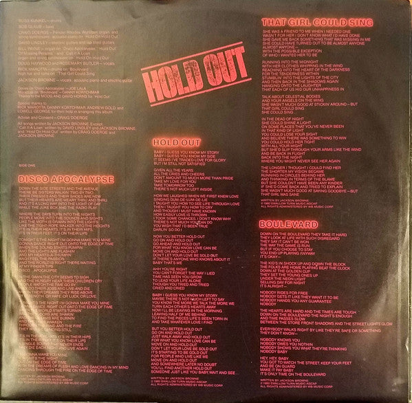 Jackson Browne : Hold Out (LP, Album, Club, San)