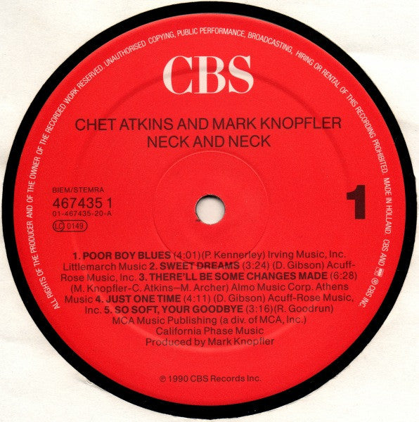 Chet Atkins And Mark Knopfler : Neck And Neck (LP, Album)