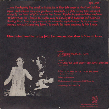 Elton John Band Featuring John Lennon And Muscle Shoals Horns : 28th November 1974... (7")