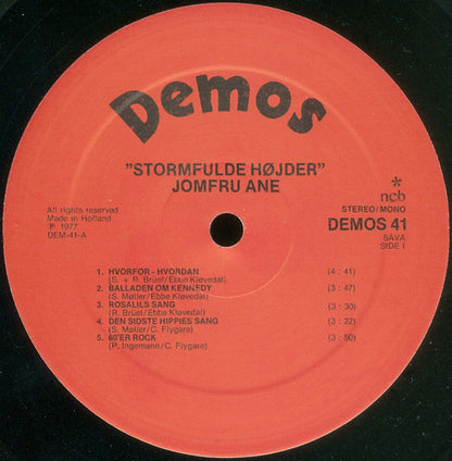 Jomfru Ane* : Stormfulde Højder (Live!) (LP, Album)