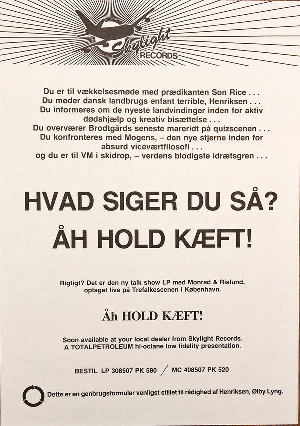 Monrad & Rislund, Totalpetroleum : Åh Hold Kæft! (Live Dokumentation) (LP, Album)