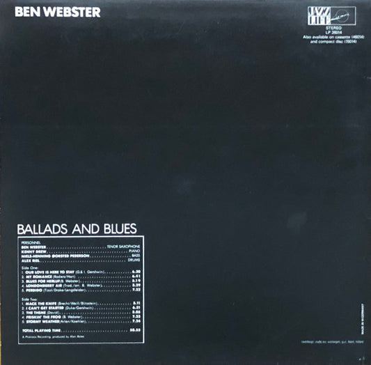 Ben Webster : Ballads And Blues (LP, Comp)