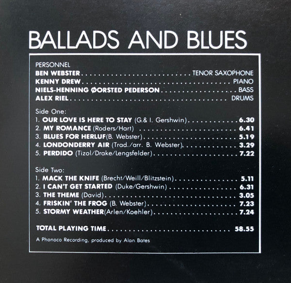 Ben Webster : Ballads And Blues (LP, Comp)