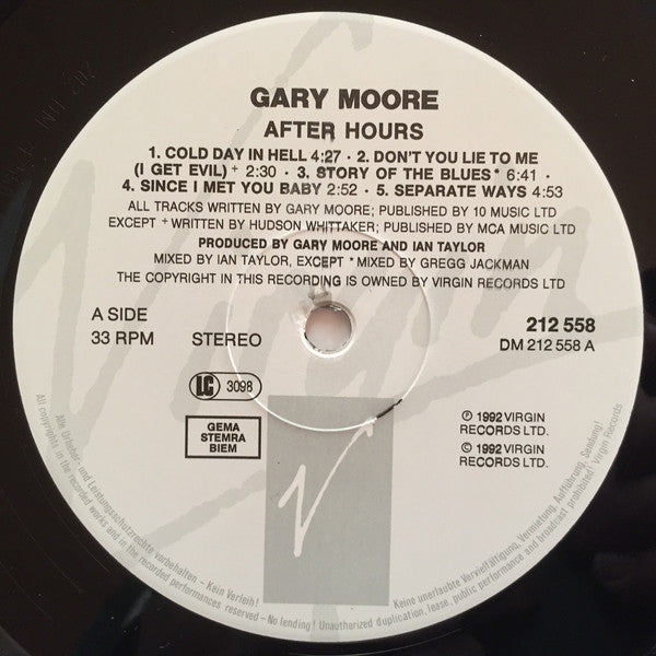 Gary Moore : After Hours (LP, Album)