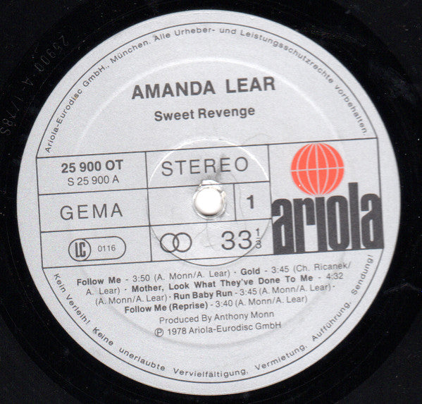 Amanda Lear : Sweet Revenge (LP, Album, P/Mixed, Gat)