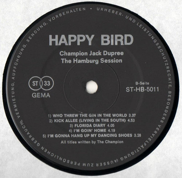 Champion Jack Dupree Featuring Rainer Baumann, Gagey Mrozek, Achim Reichel, Steffi Stephan, Jean-Jacques Kravetz, Ringo Funk, Stefan Wulff : The Hamburg Session (LP, Album)