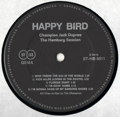 Champion Jack Dupree Featuring Rainer Baumann, Gagey Mrozek, Achim Reichel, Steffi Stephan, Jean-Jacques Kravetz, Ringo Funk, Stefan Wulff : The Hamburg Session (LP, Album)
