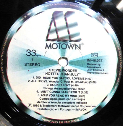 Stevie Wonder : Hotter Than July (LP, Album, Gat)