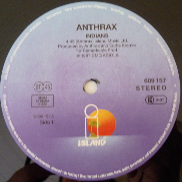 Anthrax : Indians (12", Maxi)