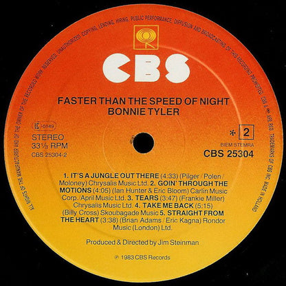 Bonnie Tyler : Faster Than The Speed Of Night (LP, Album)