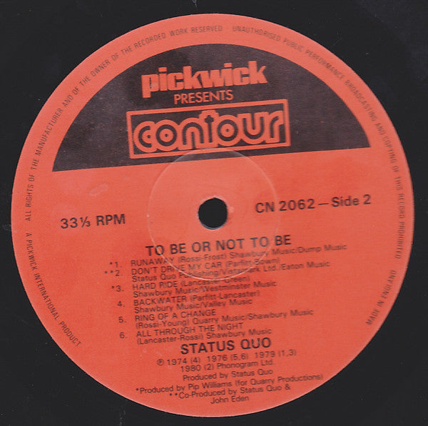 Status Quo : To Be Or Not To Be (LP, Comp)