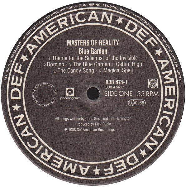 Masters Of Reality : Blue Garden (LP, Album, Gat)