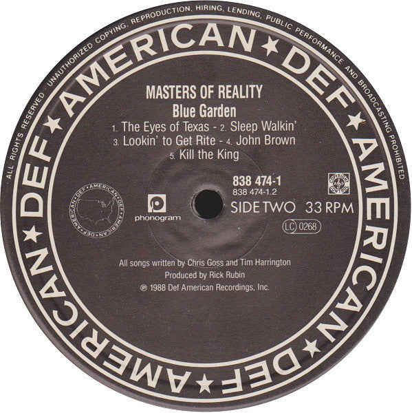 Masters Of Reality : Blue Garden (LP, Album, Gat)