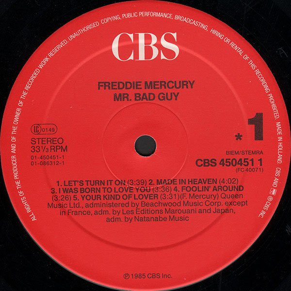 Freddie Mercury : Mr. Bad Guy (LP, Album, RE, Red)