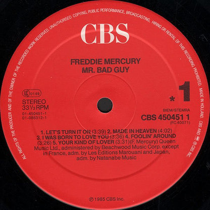 Freddie Mercury : Mr. Bad Guy (LP, Album, RE, Red)