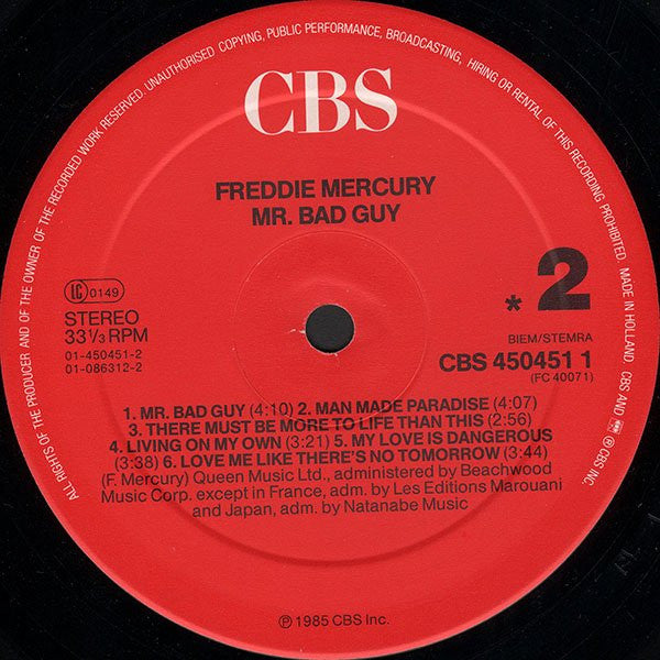 Freddie Mercury : Mr. Bad Guy (LP, Album, RE, Red)