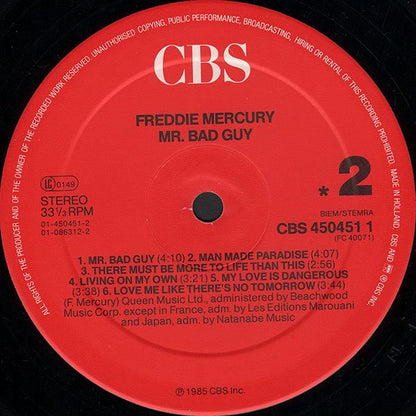 Freddie Mercury : Mr. Bad Guy (LP, Album, RE, Red)