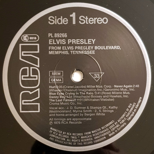 Elvis Presley : From Elvis Presley Boulevard, Memphis, Tennessee (LP, Album, RE)